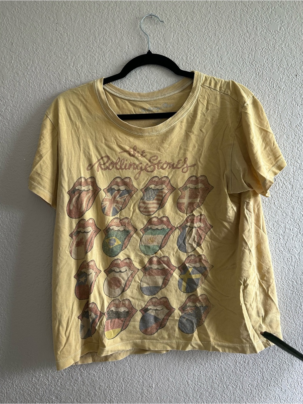 Band Tee Rolling Stones Pale Yellow Crewneck 100% Cotton